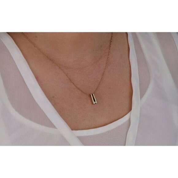 10k Yellow Gold Diamond Necklace 18" Chain - Picture 2 of 8